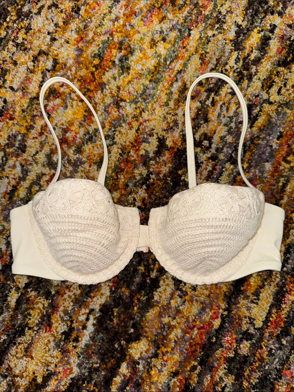 Cream Crochet Push-Up Swim Bikini Top 34B